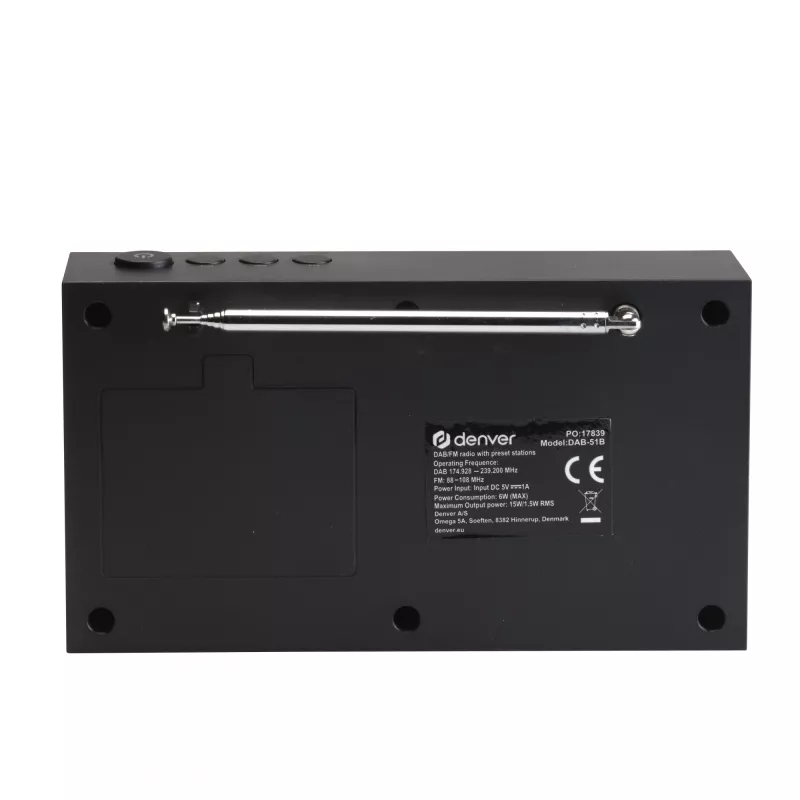 Radio DENVER DAB-51B — compacte DAB+/FM/AM-digitale radio, zwart