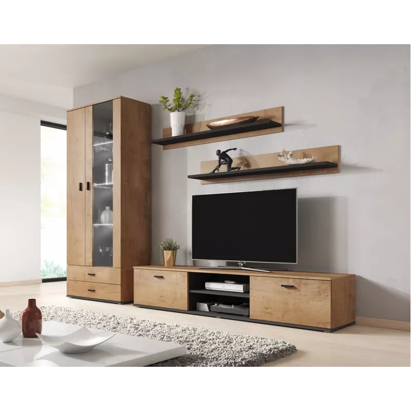 Cama set van twee planken 125cm SOHO lefkas eiken/Zwart