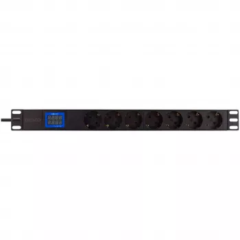 Stroomverdeeleenheid PowerWalker 10133010 PDU 1U zwart, type-F stopcontacten, C20-koppeling, 16 A, 3500 W, 2 m kabel