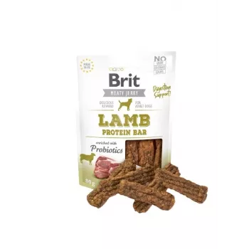 Hondensnacks Brit Jerky Snack lam 80 g — suikervrij, volwassen honden, zak