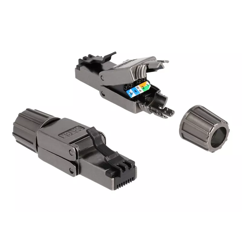 Netwerkkabel DeLOCK RJ45-stekker Cat.8.1 STP gereedschapsvrij zwart