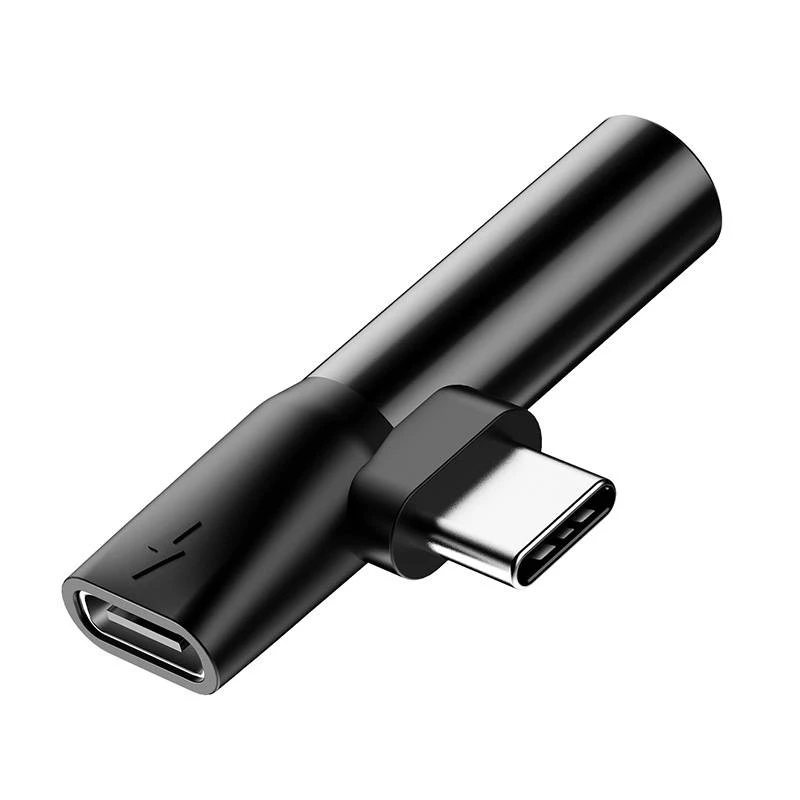 Baseus audio-adapter USB-C naar minijack 3,5 mm + USB-C (zwart)