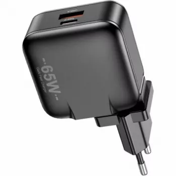 Oplader GaN 65W USB+USB -C EU+US