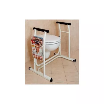 Toiletbril SUNDO 15800 met krantenhouder, stalen frame, antislip, 114 kg max., 485×665×755 mm