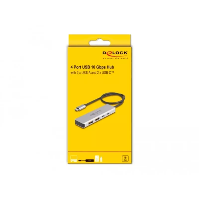 DeLOCK USB-hub USB Type-C 10 Gbit/s 2x Type-A 2x Type-C 35 cm kabel