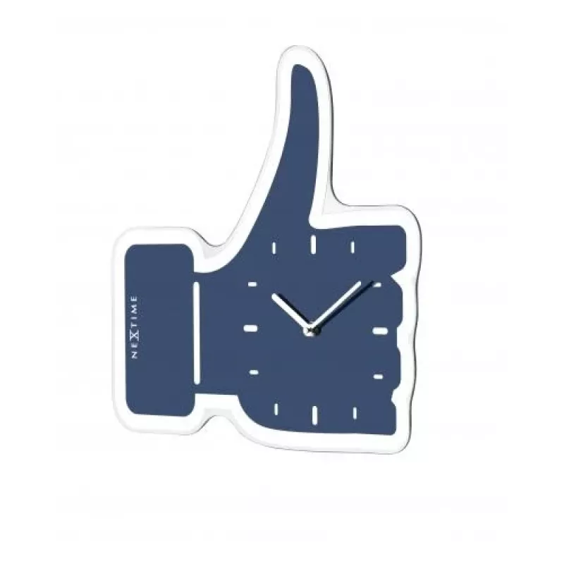 NeXtime klok 5185bl Mini Thumbs Up, 20,5x21, wand, blauw/zilver