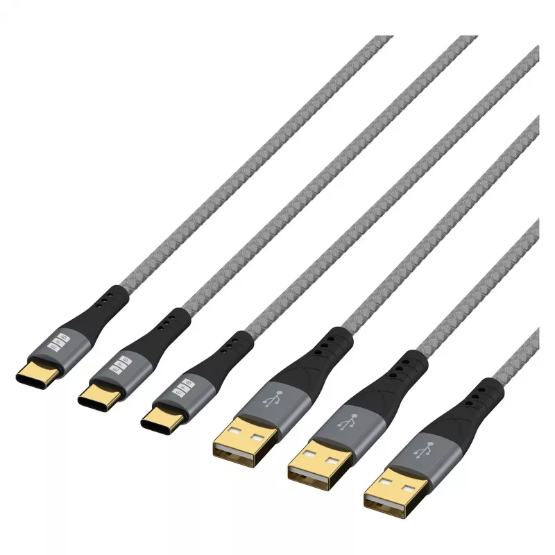 EFB Elektronik USB-A naar USB-C kabelset 60W QC 3A 3x2m - Digitaal/Data (USB-AC-00008)
