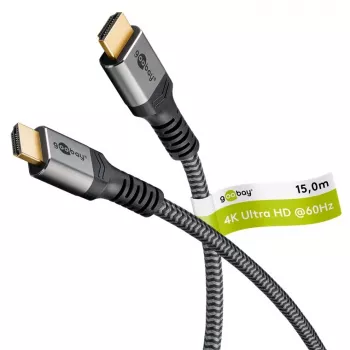 Plus High-Speed HDMI-kabel met Ethernet, 4K @ 60Hz (grijs, 15 meter)