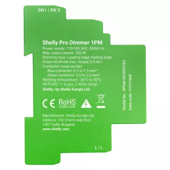 Shelly Pro Dimmer 1 DIN-rail slimme schakelaar, 1-kanaals