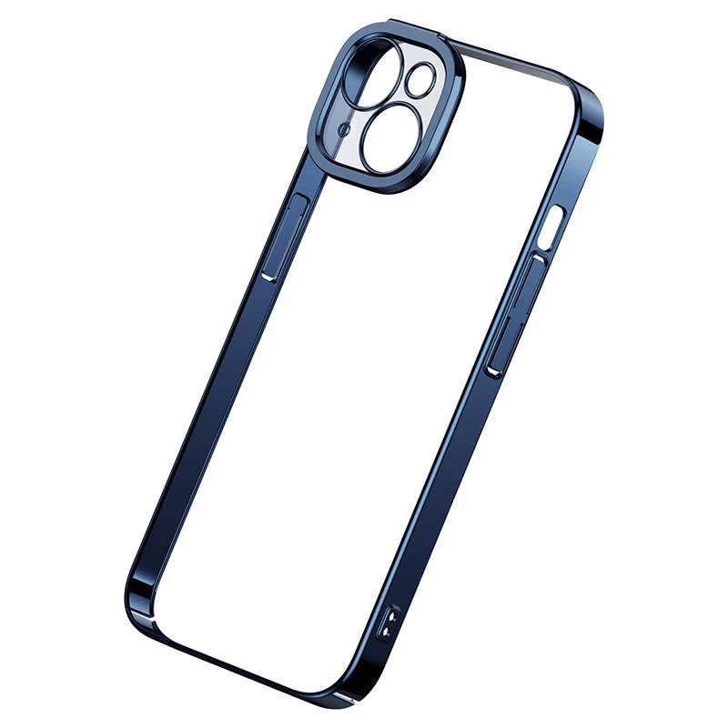 Beschermhoes en pantserglas-set Baseus voor iPhone 14 Plus – glitter transparant blauw