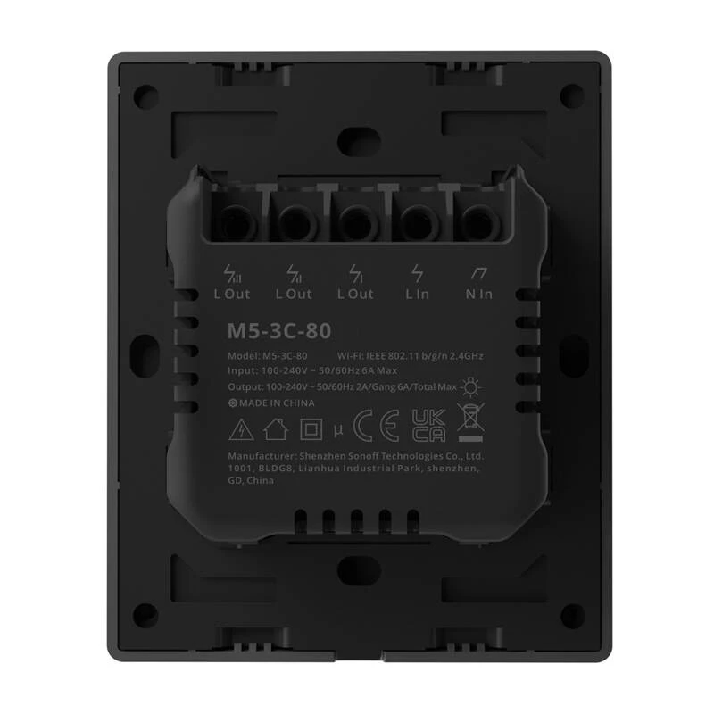 Slimme WLAN-wandschakelaar Sonoff M5-3C-80 – 3-voudig, wandgemonteerde slimme schakelaar, model M5-3C-80