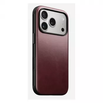 Telefoonhoesje Nomad Modern Leather Case voor iPhone 17 Pro, leer + TPU + PC, geschikt voor 16 cm (6,3 inch) scherm, bordeaux