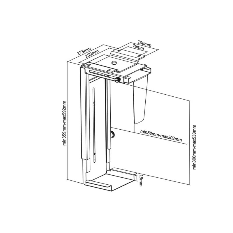 MC-713 pc-houder – computer-onderbureau-houder voor opbergen