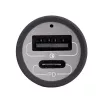 Akyga AK-CH-26 GaN-auto-oplader 12/24 V, 100 W, USB-C PD 3.0 + USB-A QC 3.0, grijs