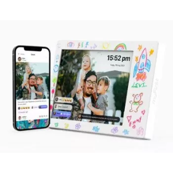 Digitaal fotolijstje InLine myFirst Doodle 9 inch (22,9 cm) IPS-touchscreen Wi-Fi 32 GB interne opslag, 1 GB RAM, USB-C, microSD-ondersteuning – wit