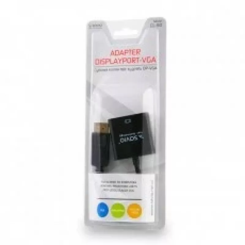 Videokabeladapter Savio CL-90 DisplayPort naar VGA 0,2 m zwart