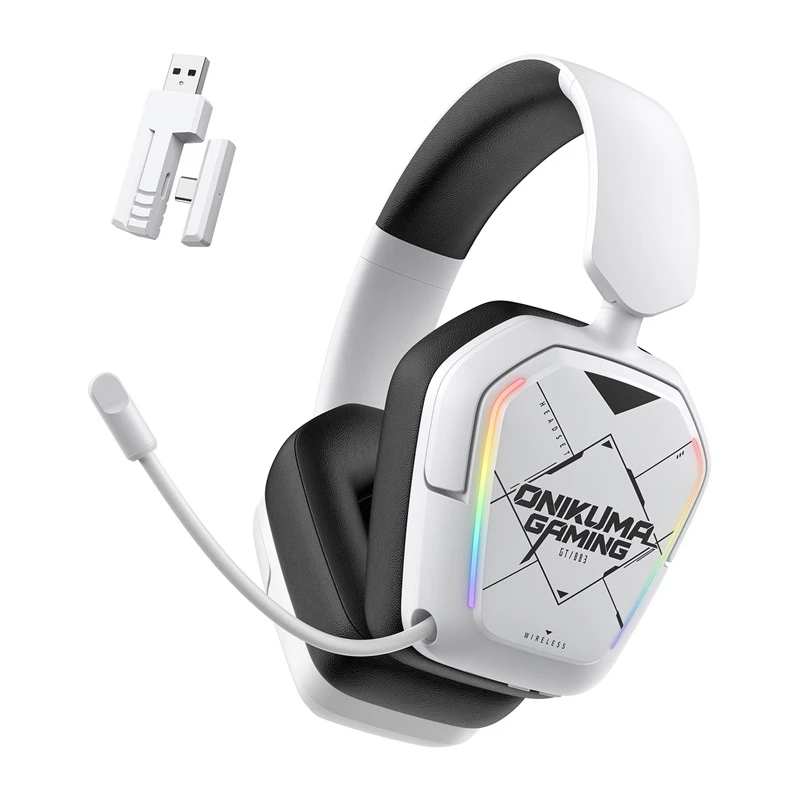 Bedrade/draadloze headset Onikuma GT883 wit — Bluetooth- en kabelverbinding, over-ear-ontwerp