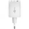 USB-C snellader Nano, PD, GaN, 65 watt (wit, 1x USB-A, 2x USB-C PD, Charge 3.0)