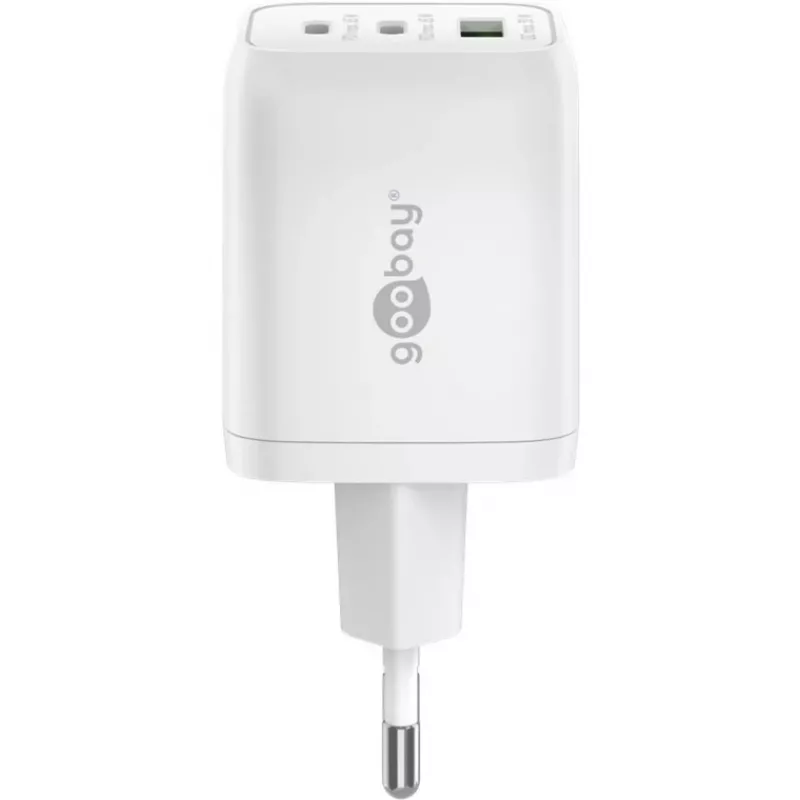 USB-C snellader Nano, PD, GaN, 65 watt (wit, 1x USB-A, 2x USB-C PD, Charge 3.0)