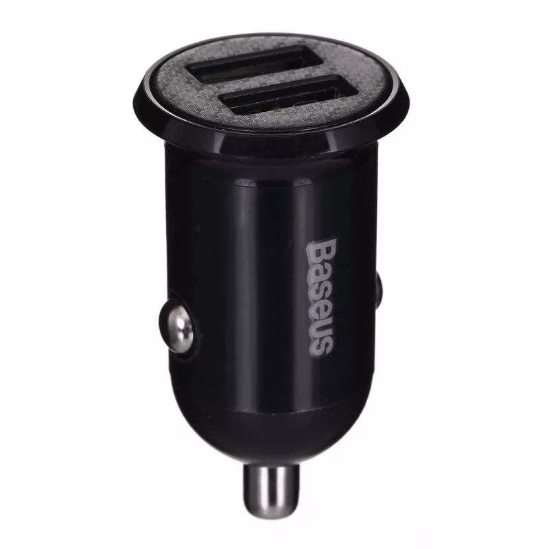 Auto-oplader Baseus Gain Pro universeel zwart – 2× USB 2.0, 2,4 A per poort, ingang 12–24 V, 5 V uitgang