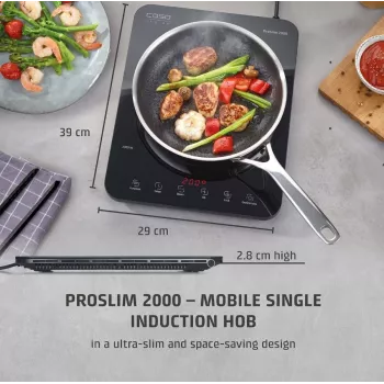 Caso ProSlim 2000 2236 Mobiele enkelvoudige inductiekookplaat, glas, sensortouch, zwart