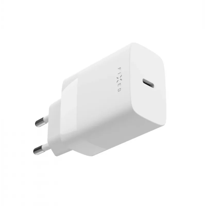 USB-C-reisoplader FIXED FIXC30N-C-WH — compacte 30W USB-C-voeding, enkelvoudige poort snelladen