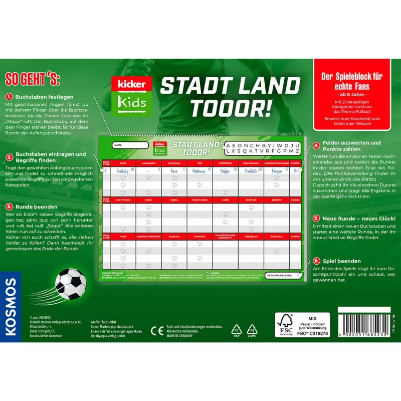 Kicker Kids: Stad - Land - Doel, puzzelspel