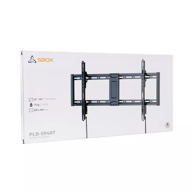 TV-wandbeugel SBOX PLB-5948T-2 voor 43–90 inch schermen, max. belasting 75 kg, VESA tot 800×400