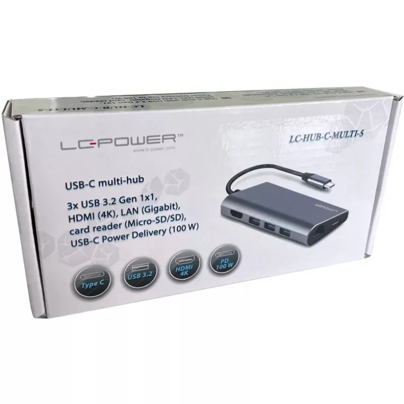Laptop-dock LC-Power LC-HUB-C-MULTI-5 USB 3.2 Gen 1 Type-C bedraad