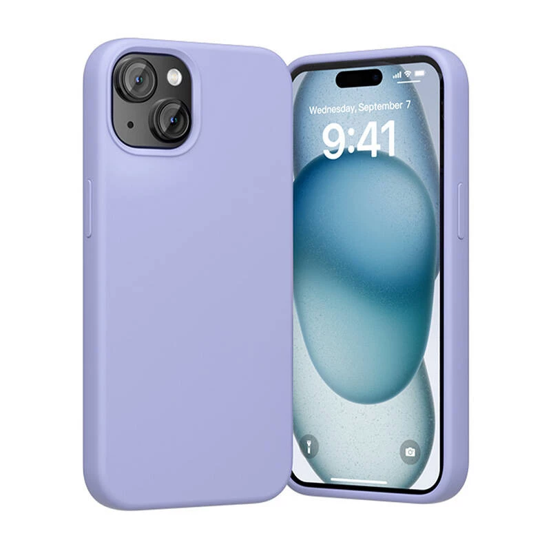 Siliconenhoes Vention KUFV0-20 voor iPhone 15 Plus, paars, soft-touch, licht