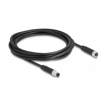 DeLOCK M8 4-polige kabel A-gecodeerd stekker naar bus PUR TPU 3 m