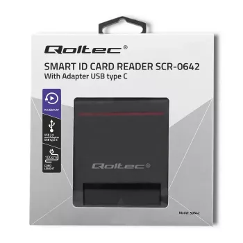 ID-kaartlezer QOLTEC smartchip-ID-kaartlezer — USB, zwart, 84,5×65×16 mm, 63 g