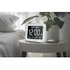 Muse M-090 WMC digitale wand-/tafelklok met alarm, groot lcd-scherm met automatische achtergrondverlichting, binnentemperatuur en luchtvochtigheid, kalender, rechthoekig, wit