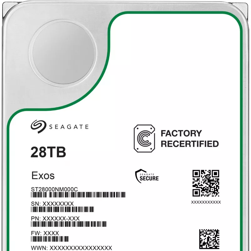 Seagate Exos ST28000NM000C-FR 28 TB SATA-600 harde schijf, 7200 rpm, Factory Refurbished