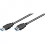 Wentronic Goobay USB 3.0 SuperSpeed-verlengkabel, zwart, 3 m – USB 3.0-stekker (type A) > USB 3.0-bus (type A) (93999)