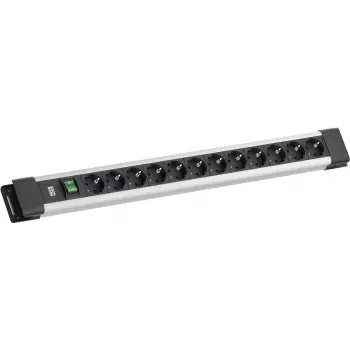Stekkerdoos Bachmann CONNECTUS 12x CEE7/3-stopcontacten, 1x schakelaar, 2,0 m kabel, CEE7/7-stekker, grijs