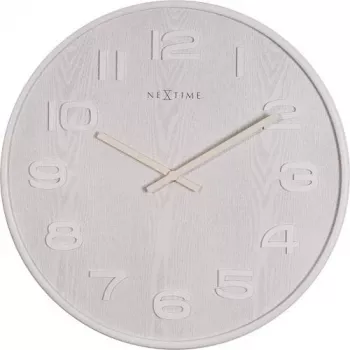 NeXtime 3096WI - wandklok - quartzklok - rond - wit - hout - hout