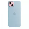 Siliconenhoesje Apple iPhone 15 Plus lichtblauw MagSafe