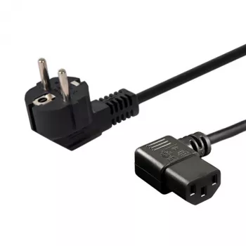 Netkabel SAVIO CL-116 — 1,8 m, zwart, haakse netstekker Type C naar haakse IEC C13, 3-aderig 0,5 mm²