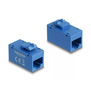 Keystone-module DELOCK 90642 — platte RJ-45-inzet, blauw, 16,2×30×20,5 mm