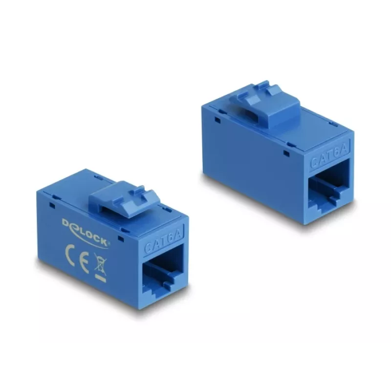 Delock 90642 Keystone-module RJ45-bus naar RJ45-bus, Cat.6A UTP, blauw