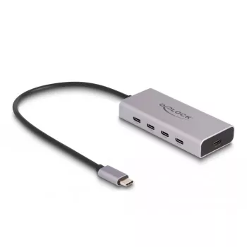 DELOCK USB hub 10 Gbps Type-C 4 poorten PD 85W 30cm kabel
