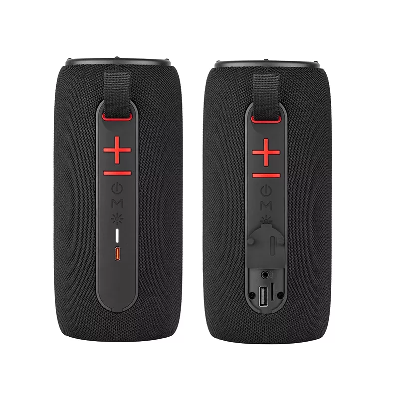 Draagbare stereoluidspreker TRACER Stripe zwart — 10 W RMS, Bluetooth/bedraad, USB-A & USB-C, MicroSD, ingebouwde accu (tot 5 uur)