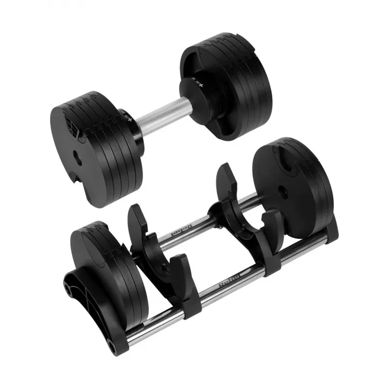 Verstelbare gietijzeren dumbbell Rebel Active 36 kg, automatische stappen van 2 kg