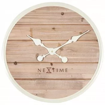 NeXtime klok 3134wi Plank, Ø50 cm, wand, wit