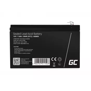 UPS-batterij Green Cell AGM04 12V 7Ah verzegelde lood-zuur (VRLA) zwart, 1 stuk