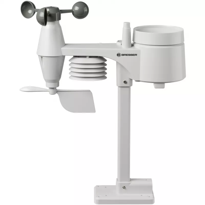 Bresser 7002580 Weather Center 5-in-1 digitaal wifi-weerstation met professionele sensor, 5,7″ display, netvoeding, zwart