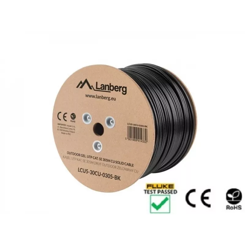 Lanberg LCU5-30CU-0305-BK netwerkkabel 305 m Cat5e U/UTP (UTP) zwart (LCU5-30CU-0305-BK)