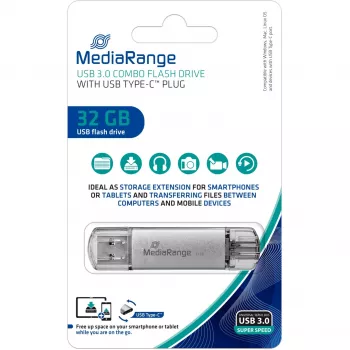 MediaRange MR936 USB-stick 32 GB USB Type-A / USB Type-C 3.2 Gen 1 (3.1 Gen 1) zilver (MR936)