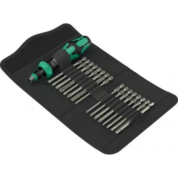Wera handgereedschapsset Kraftform Kompakt 60 RA-R 1, 17-delige schroevendraaier- en bitset, compacte ratelgreep